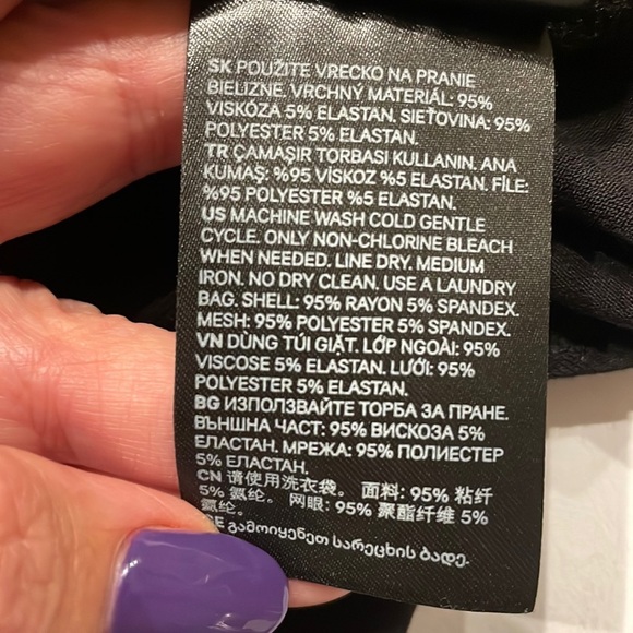 H&M women’s black jersey MESH Sheer V long sleeve bodysuit / leotard size L - Picture 11 of 11